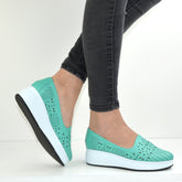 Pantofi Casual Dama din piele Naturala,Carolina,verzi